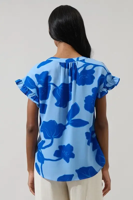 Ariya Garden Leyla RuDe Blues Blouse