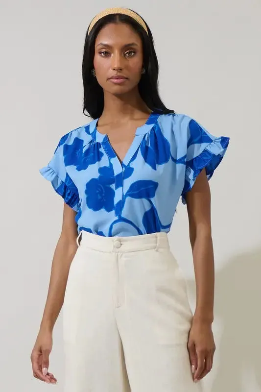 Ariya Garden Leyla RuDe Blues Blouse