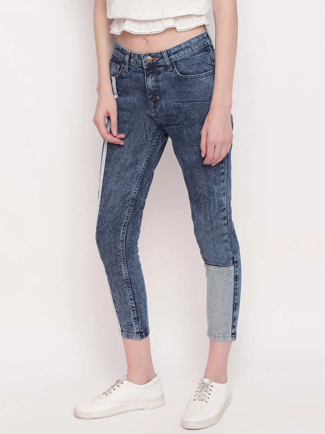 Asymmetrical Slim Fit Denim Jeans