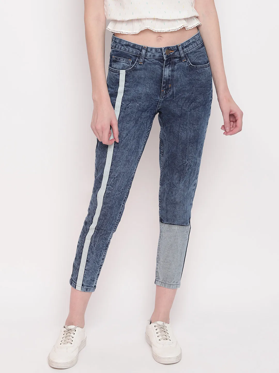 Asymmetrical Slim Fit Denim Jeans