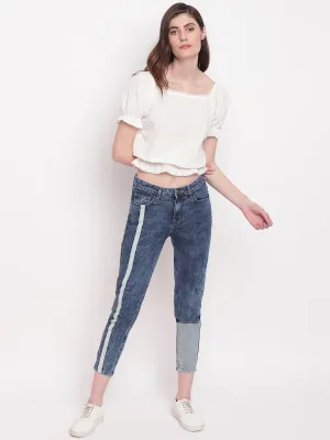 Asymmetrical Slim Fit Denim Jeans