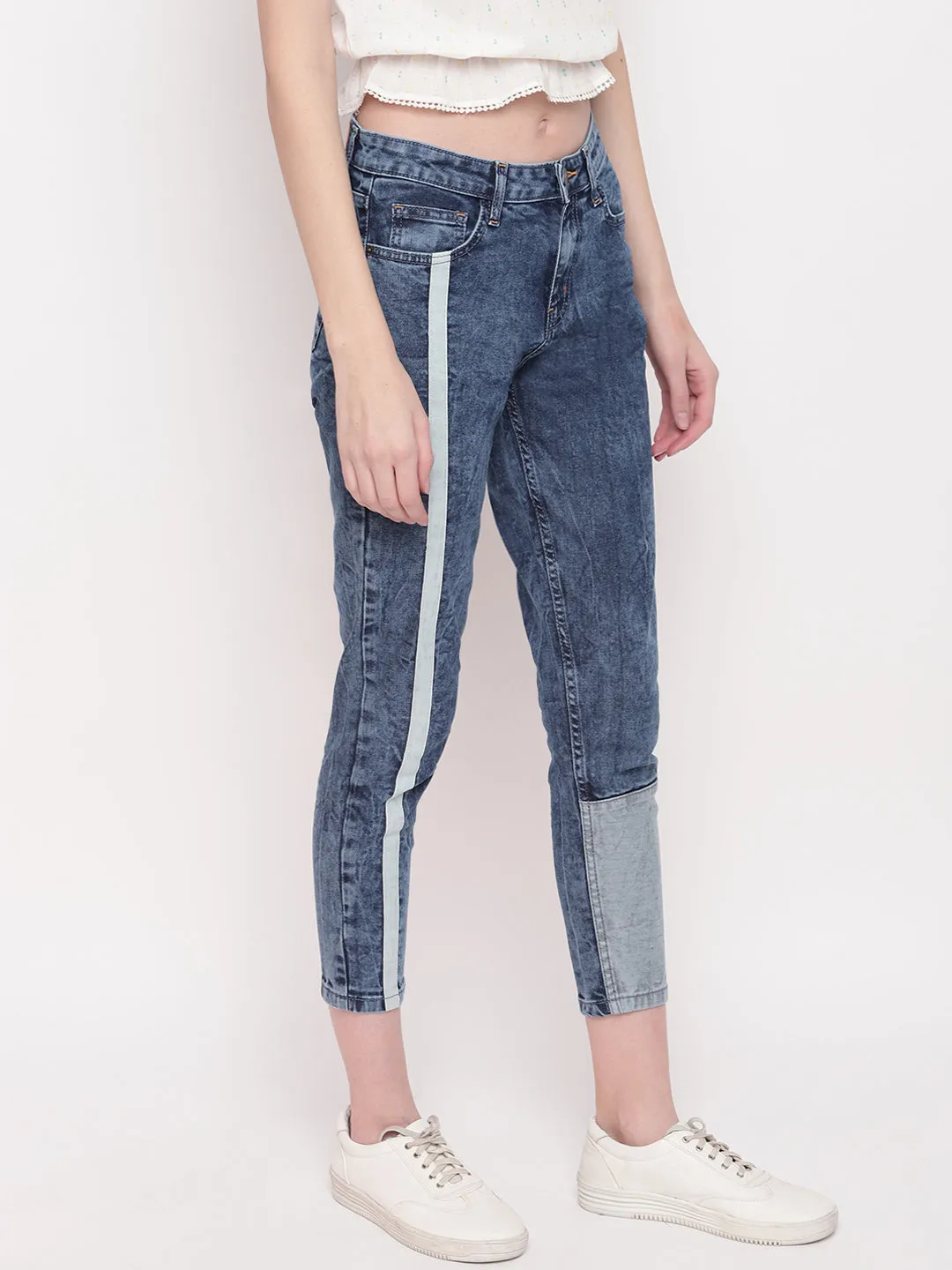 Asymmetrical Slim Fit Denim Jeans