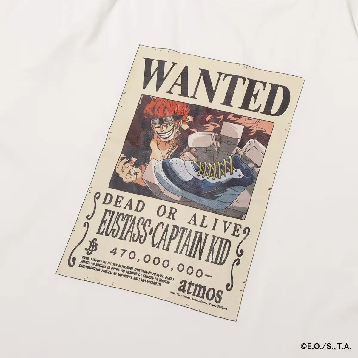 ATMOS X ONE PIECE WANTED POSTER T-SHRTS WHITE X KID