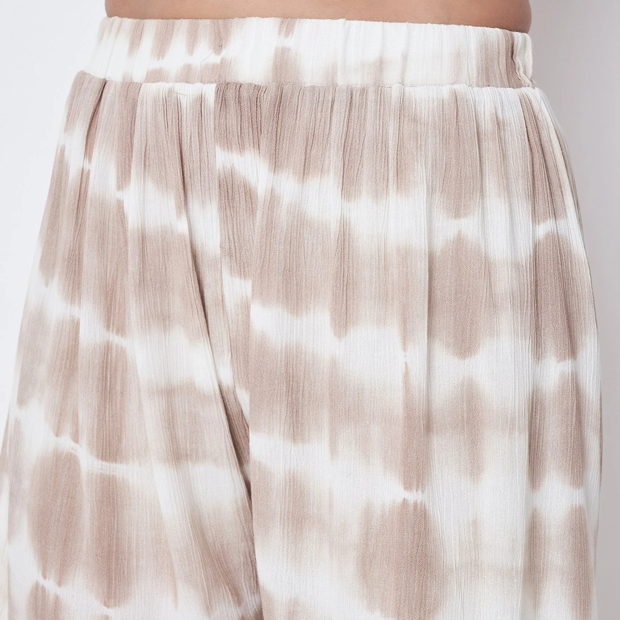 Beige Tie-Dye Shorts