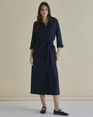 Betty Basic lyocell Shirt Dress BB8389 - Dark Vintage Blue
