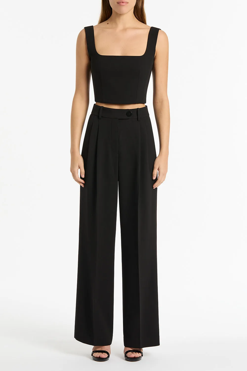 BLACK CREPE WIDE LEG PANT