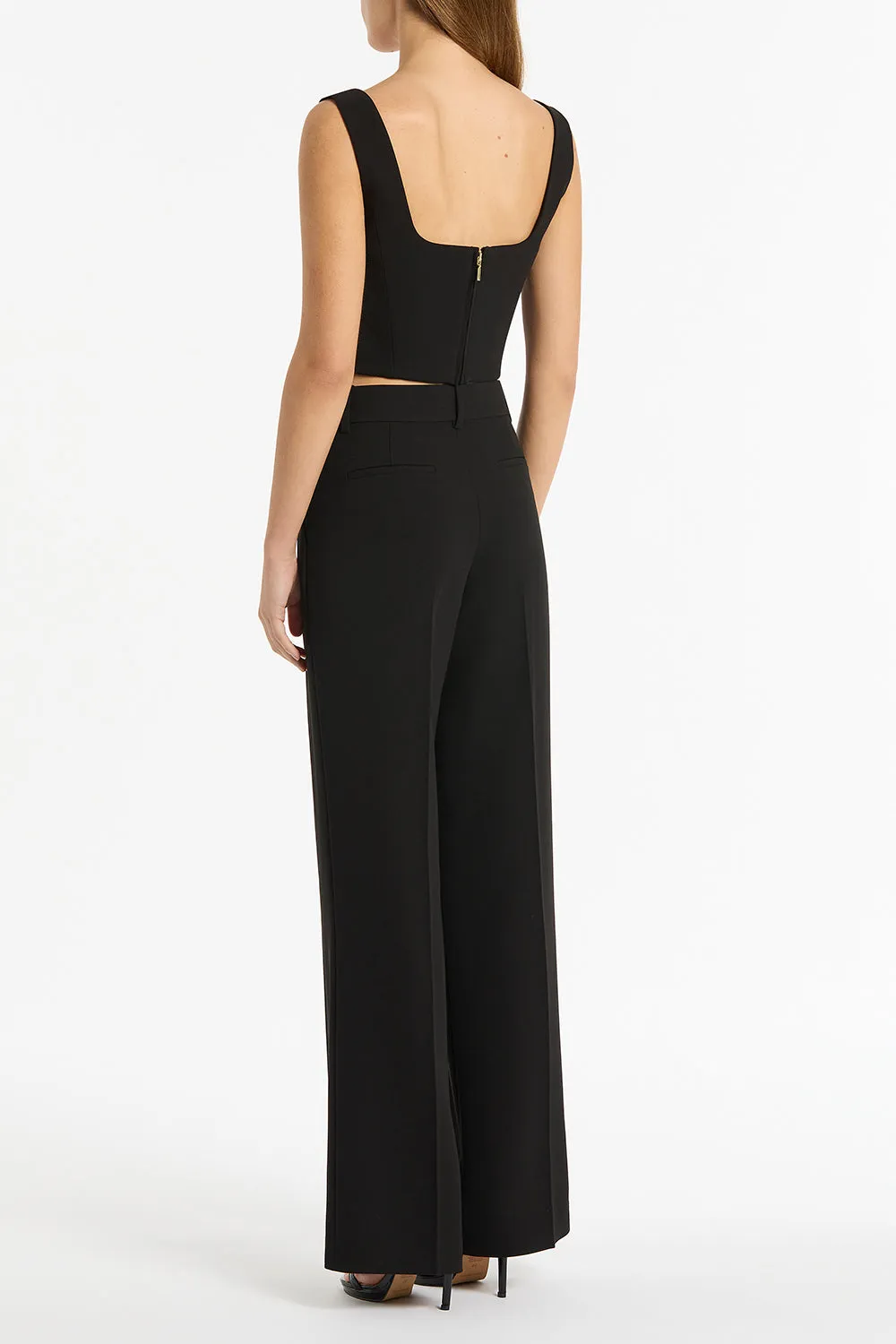BLACK CREPE WIDE LEG PANT