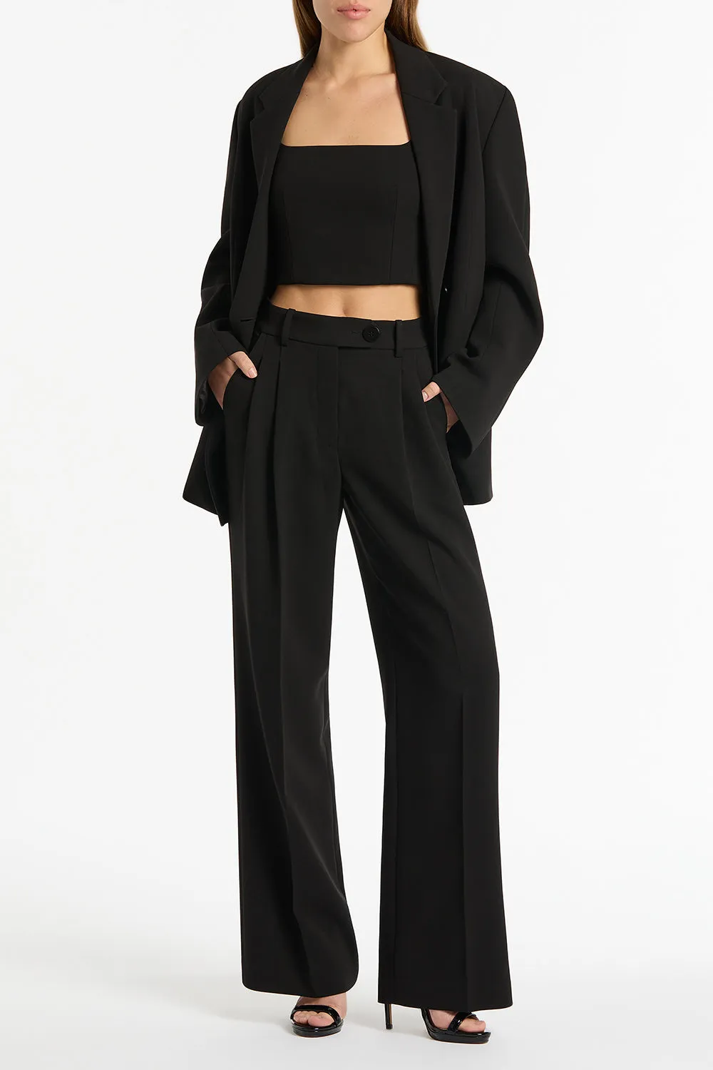 BLACK CREPE WIDE LEG PANT