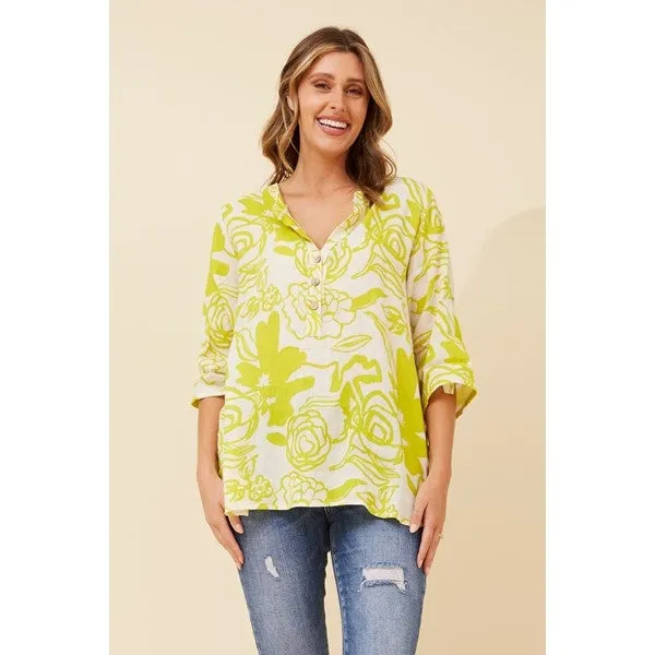 BLAKELY FLORAL LINEN TOP