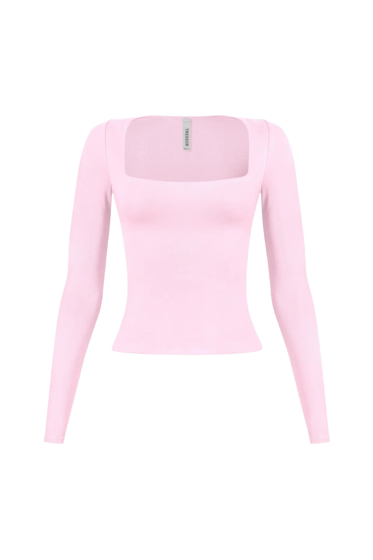 Cassie Long Sleeve Scoop Neck Top (Baby Pink)