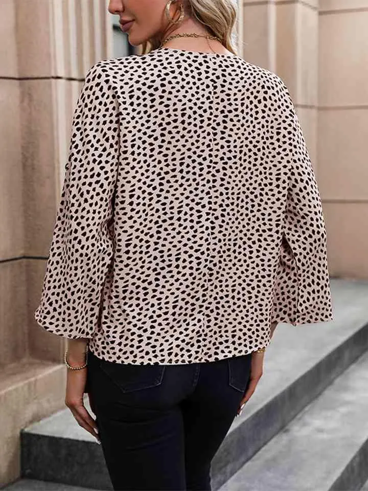 Casual Chic V Neck Three Quarter Sleeve Blouse