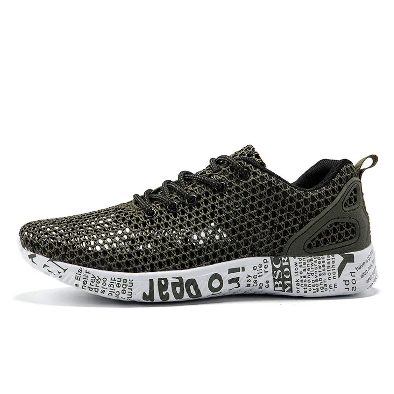 Casual Men's Breathable Sneakers – Hollow Lace-Up Board Shoes for Everyday Wear