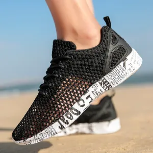 Casual Men's Breathable Sneakers – Hollow Lace-Up Board Shoes for Everyday Wear