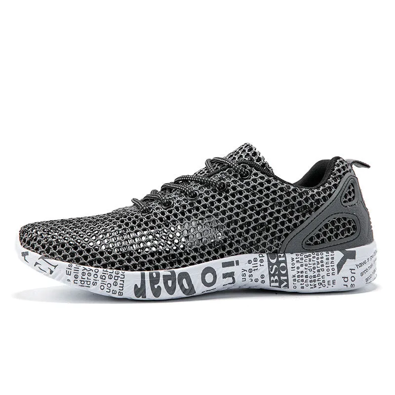Casual Men's Breathable Sneakers – Hollow Lace-Up Board Shoes for Everyday Wear