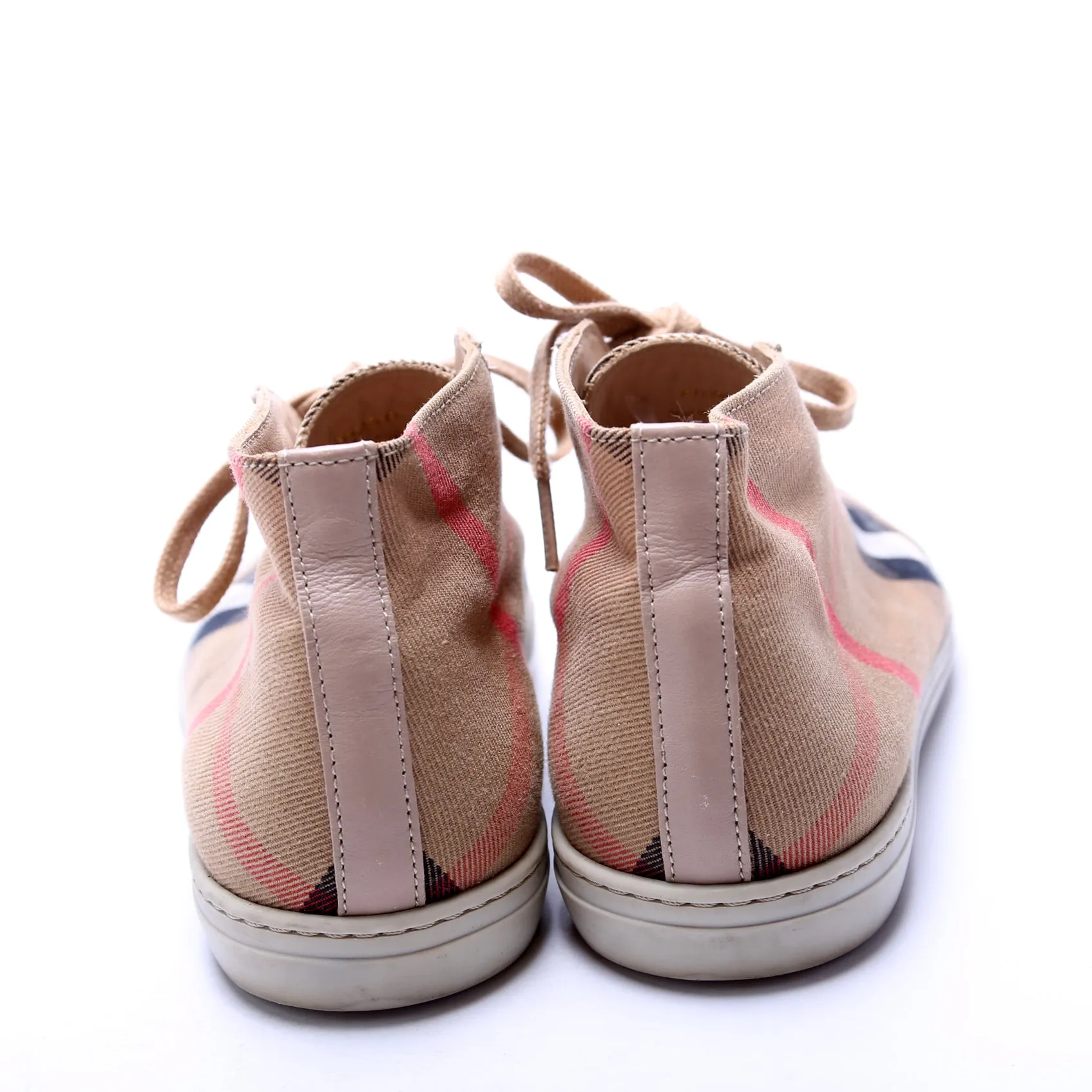 Check/Leather Mid Top Sneakers Size 37