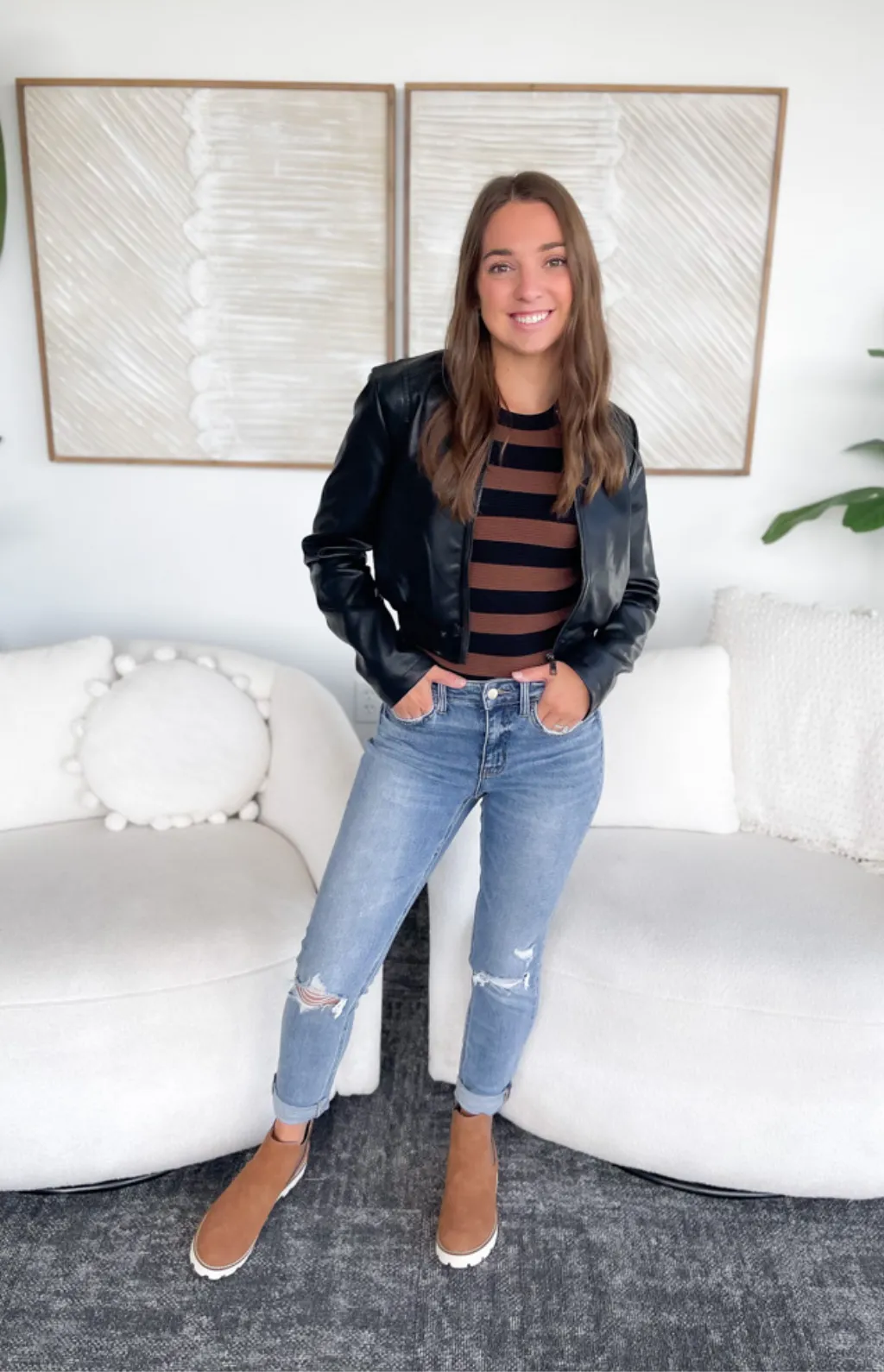 Claire Faux Leather Cropped Jacket