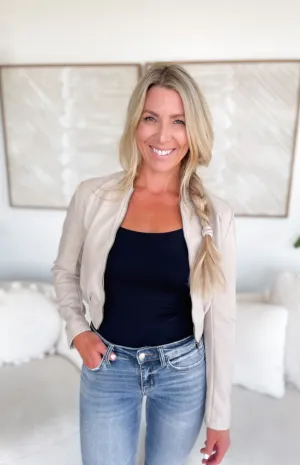 Claire Faux Leather Cropped Jacket