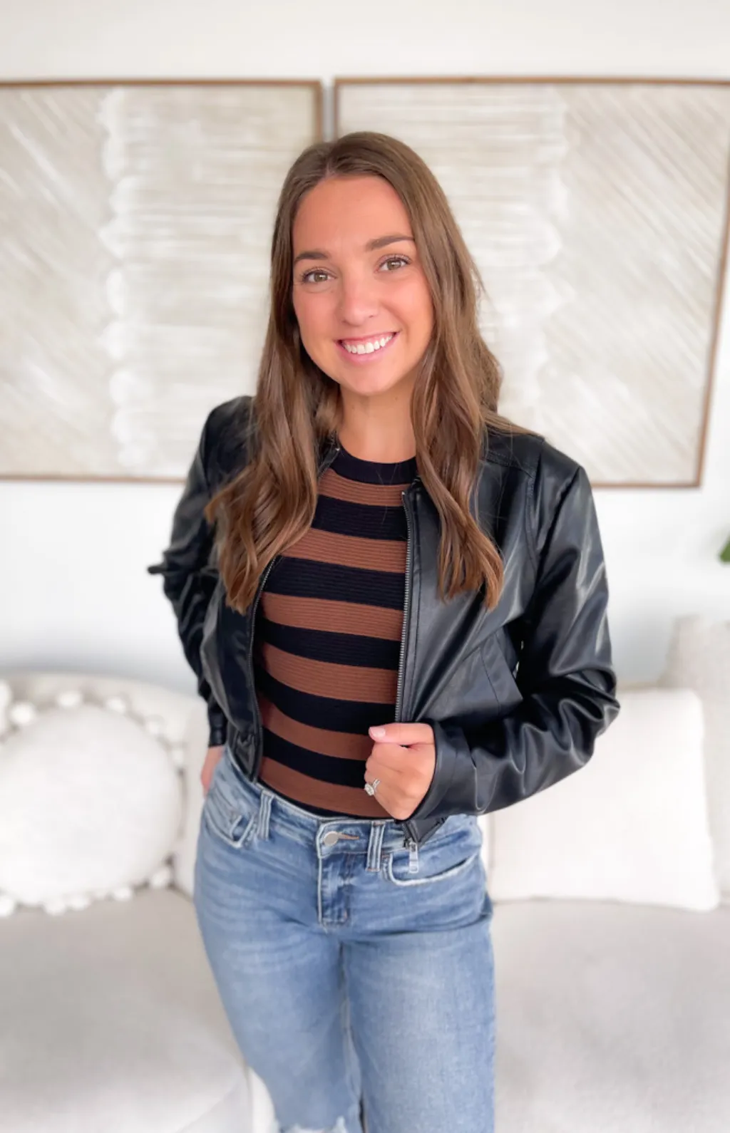 Claire Faux Leather Cropped Jacket