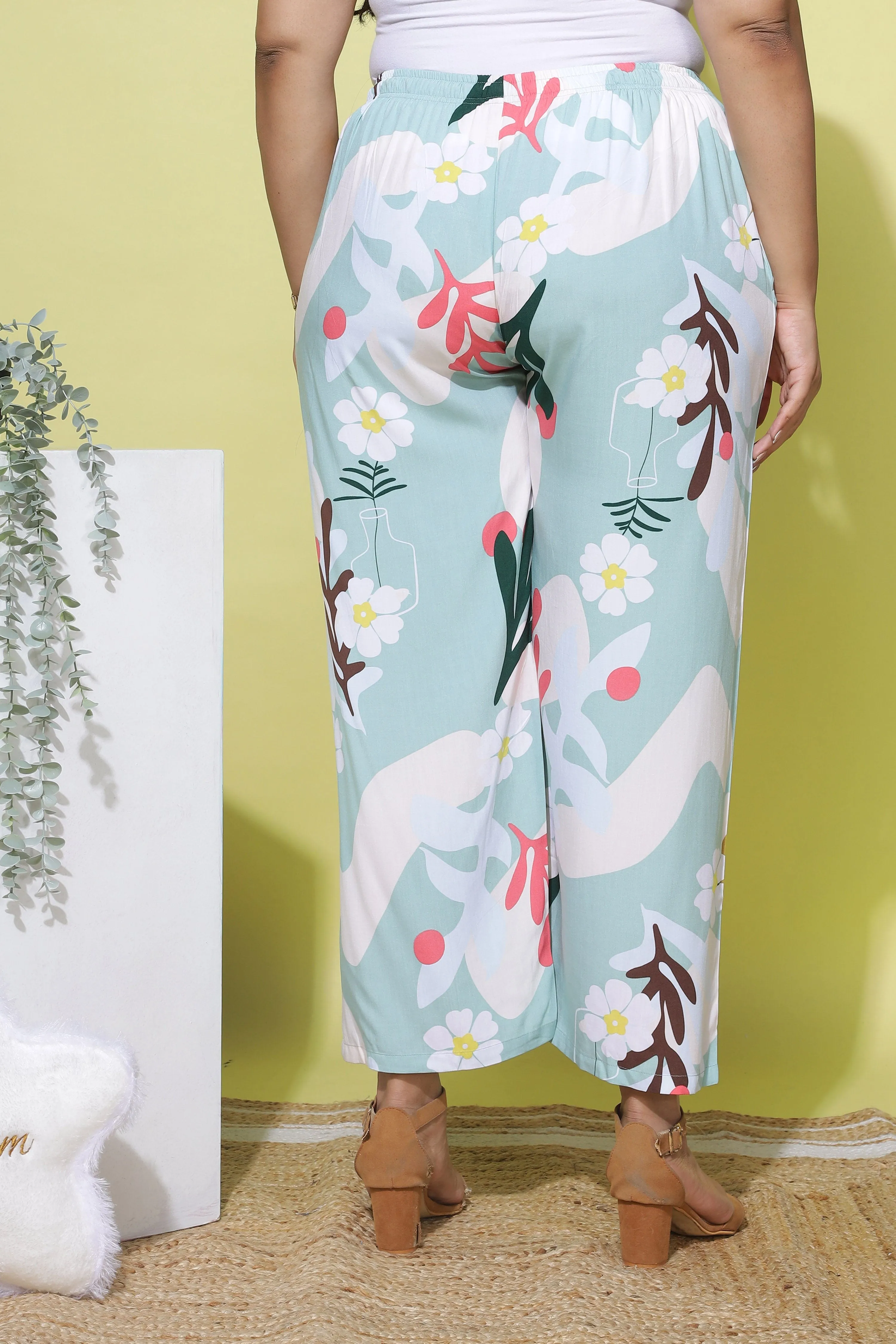Cloudy Blue Elegant Palazzo Pants for Women in Soft and Airy Fabric
