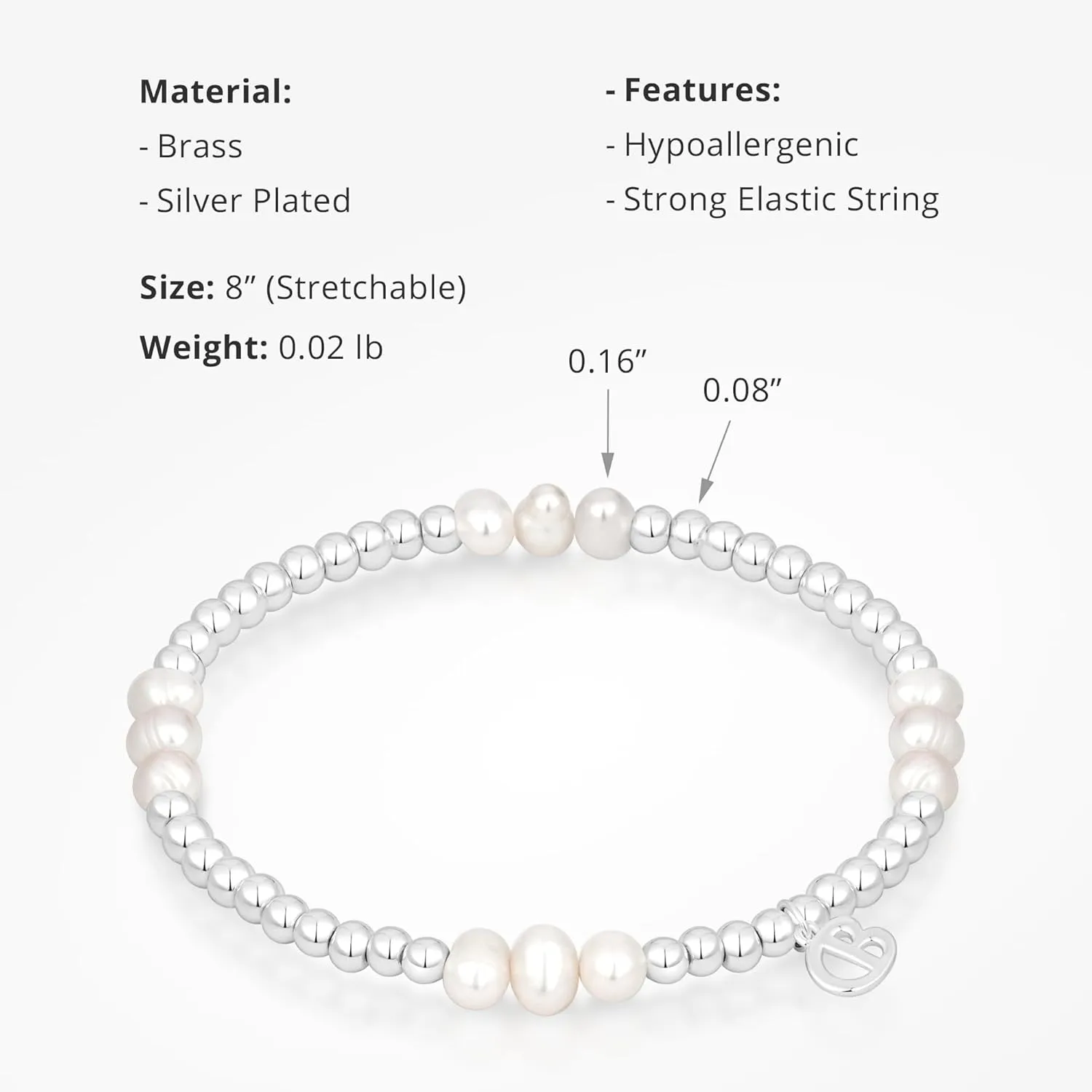COBI 18K Gold Plated Silver Beaded Bracelets for Women, Chunky Thick Paperclip Chains, Stackable Balls Stretch Bracelet, Irregular Freshwater Pearl Pendant, Hypoallergenic Everyday Wear, Ideal Gifts