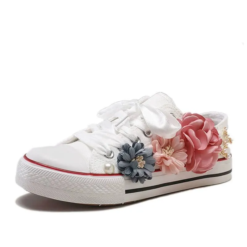 Cute Flower Canvas Sneakers for Girls | LS - A01FL