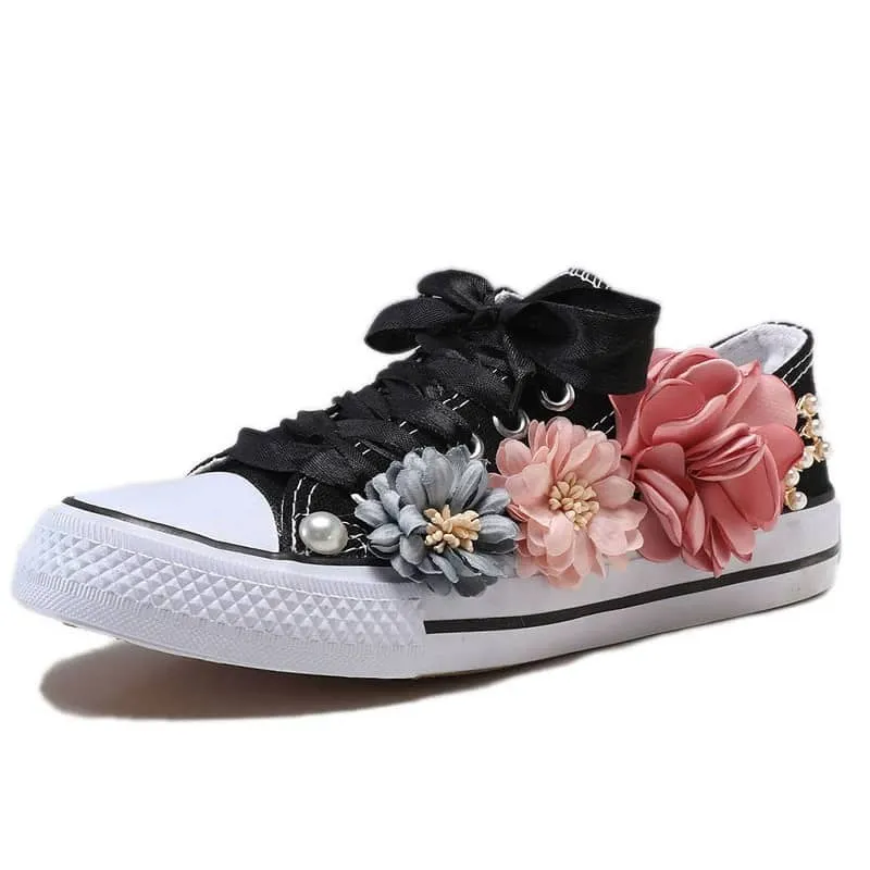 Cute Flower Canvas Sneakers for Girls | LS - A01FL