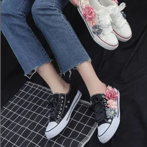 Cute Flower Canvas Sneakers for Girls | LS - A01FL