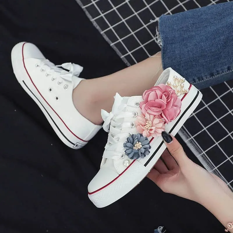 Cute Flower Canvas Sneakers for Girls | LS - A01FL