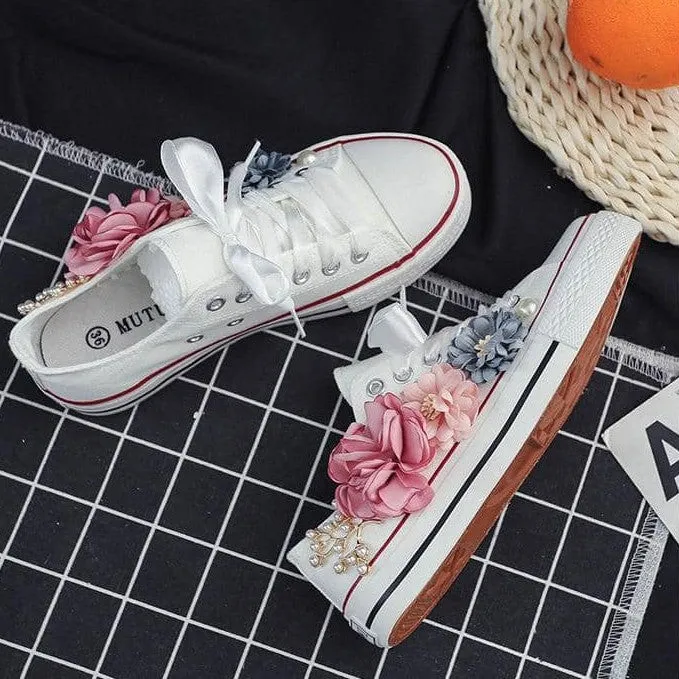 Cute Flower Canvas Sneakers for Girls | LS - A01FL