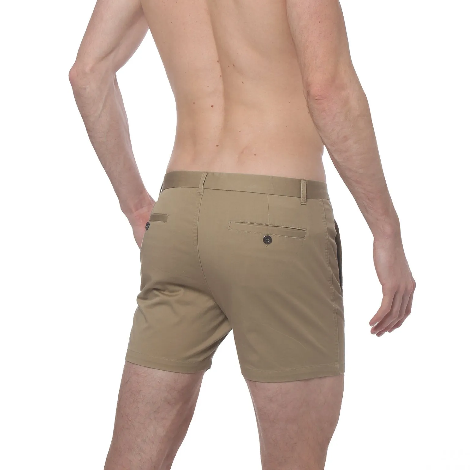 Dark Khaki Stretch Solid Holler Short