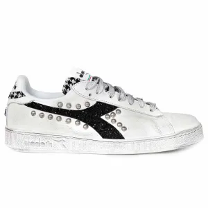 Diadora Game Low Pied De Poule, Glitter Nero e Borchie