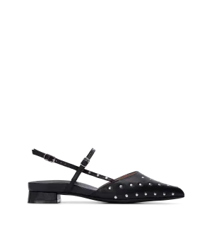 Firecrown 2 Black Leather & Hardware Flats