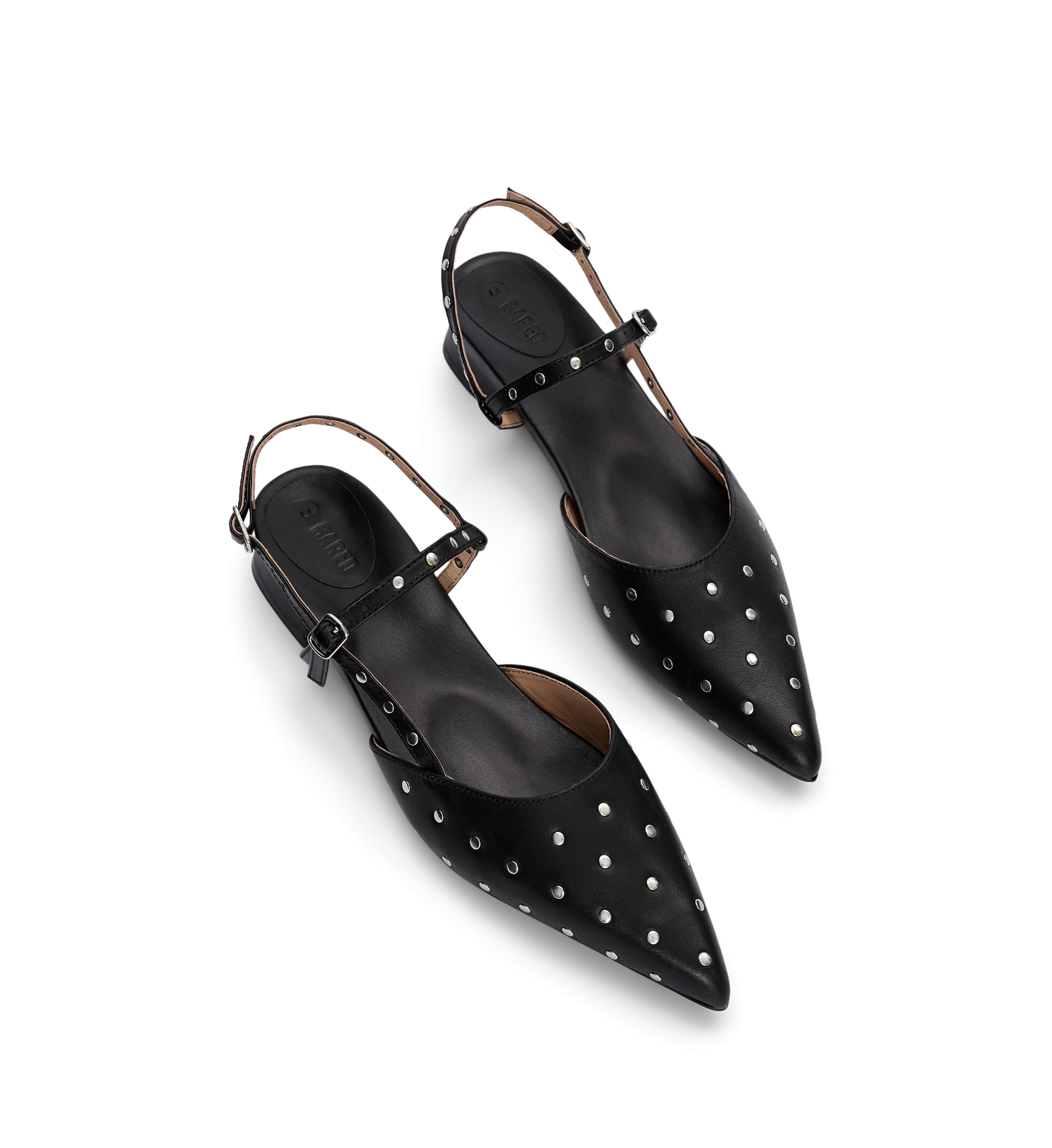 Firecrown 2 Black Leather & Hardware Flats