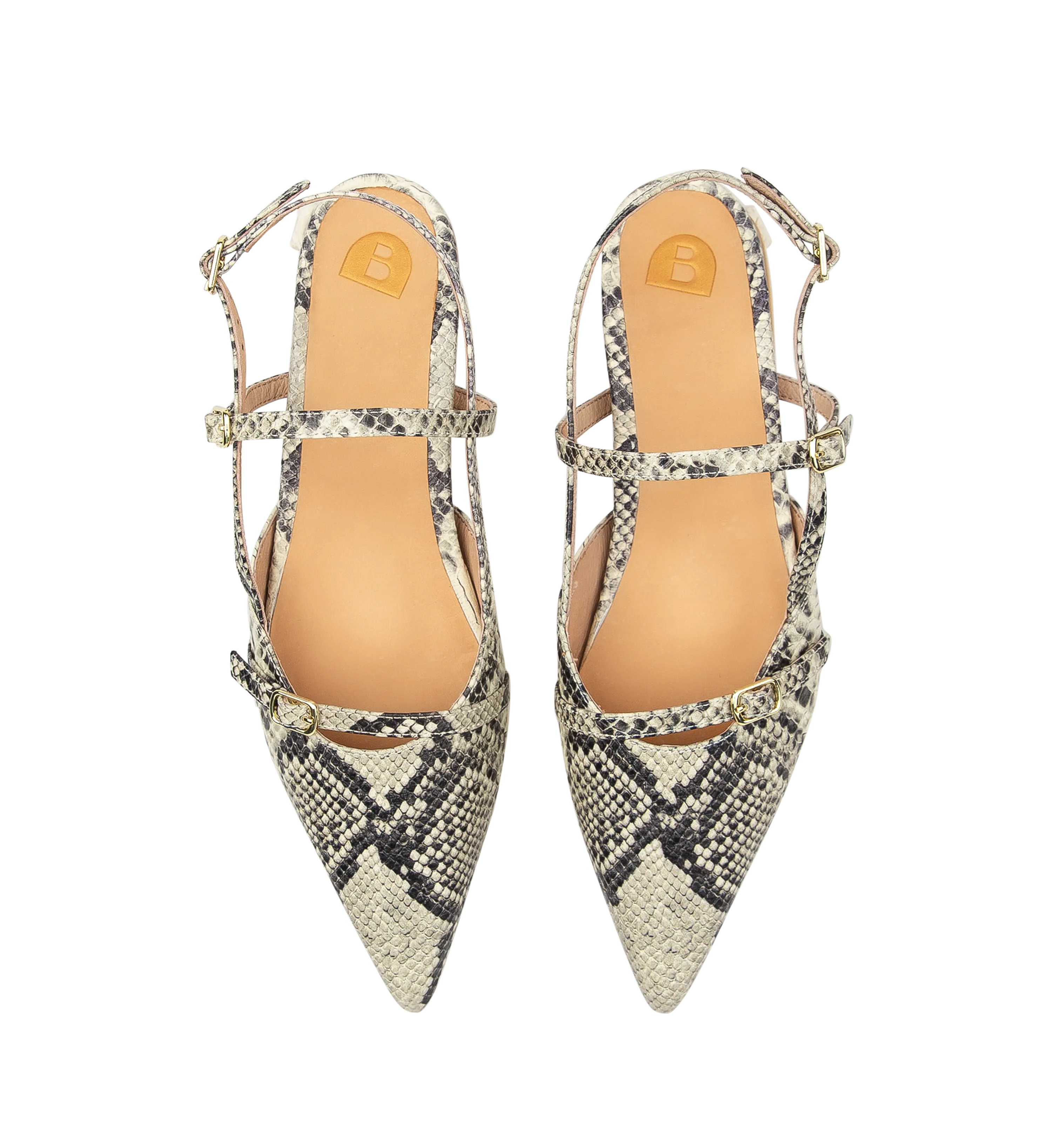 Firecrown Monochrome Snake Print Leather Flats