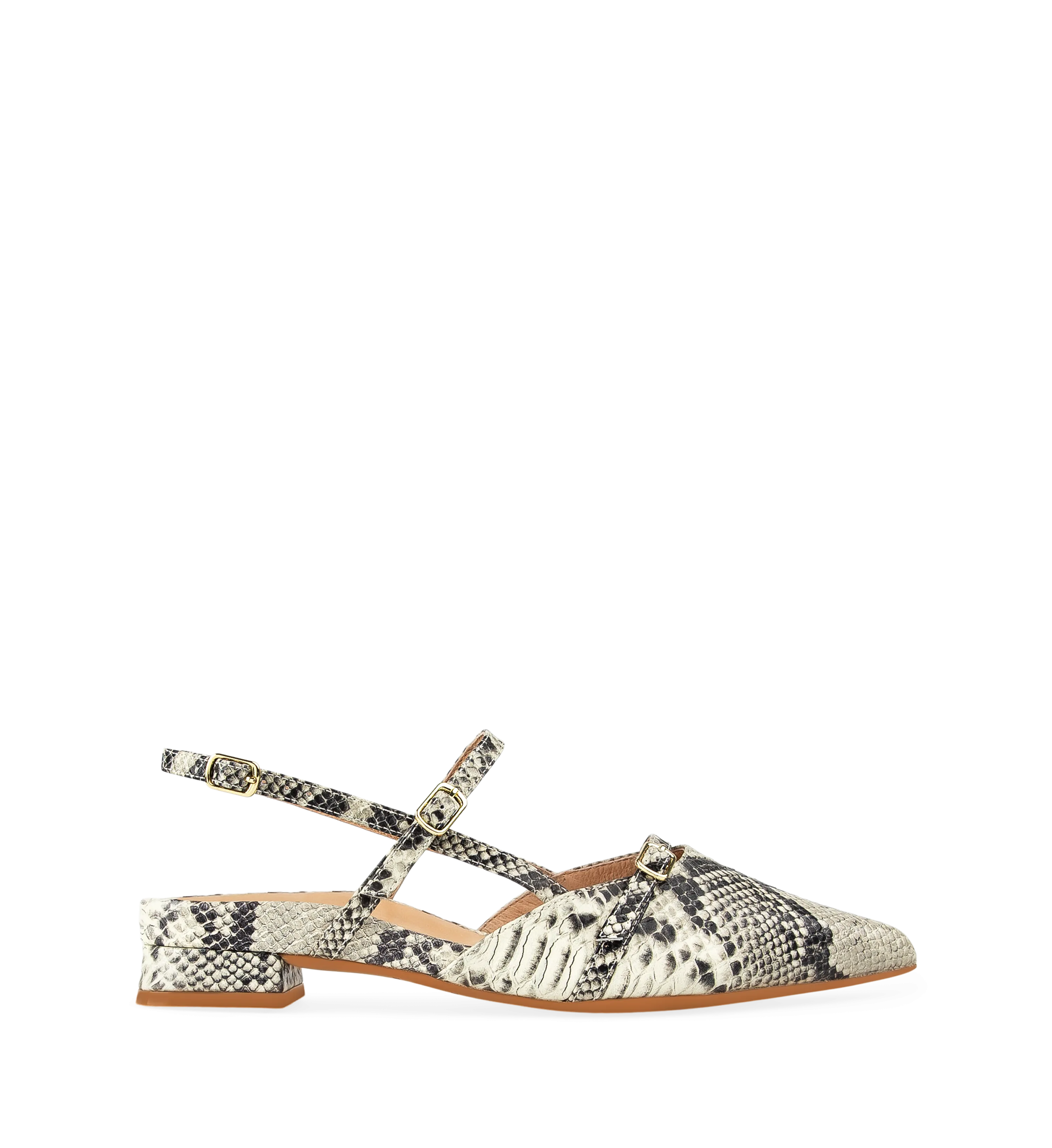 Firecrown Monochrome Snake Print Leather Flats