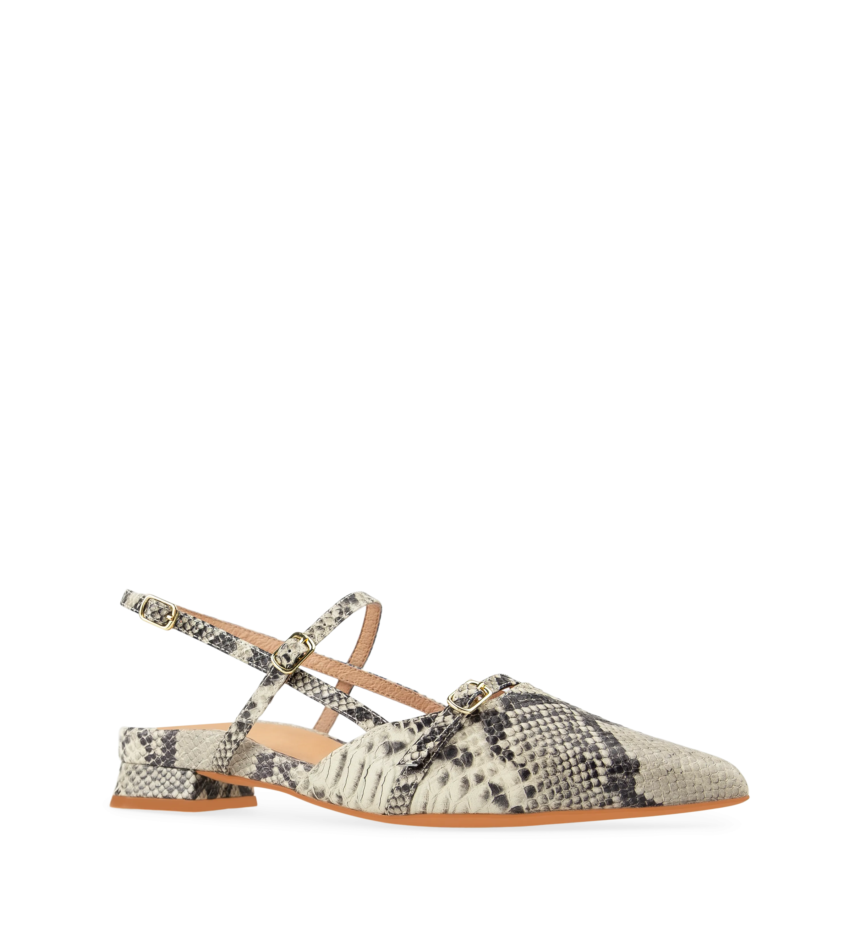 Firecrown Monochrome Snake Print Leather Flats