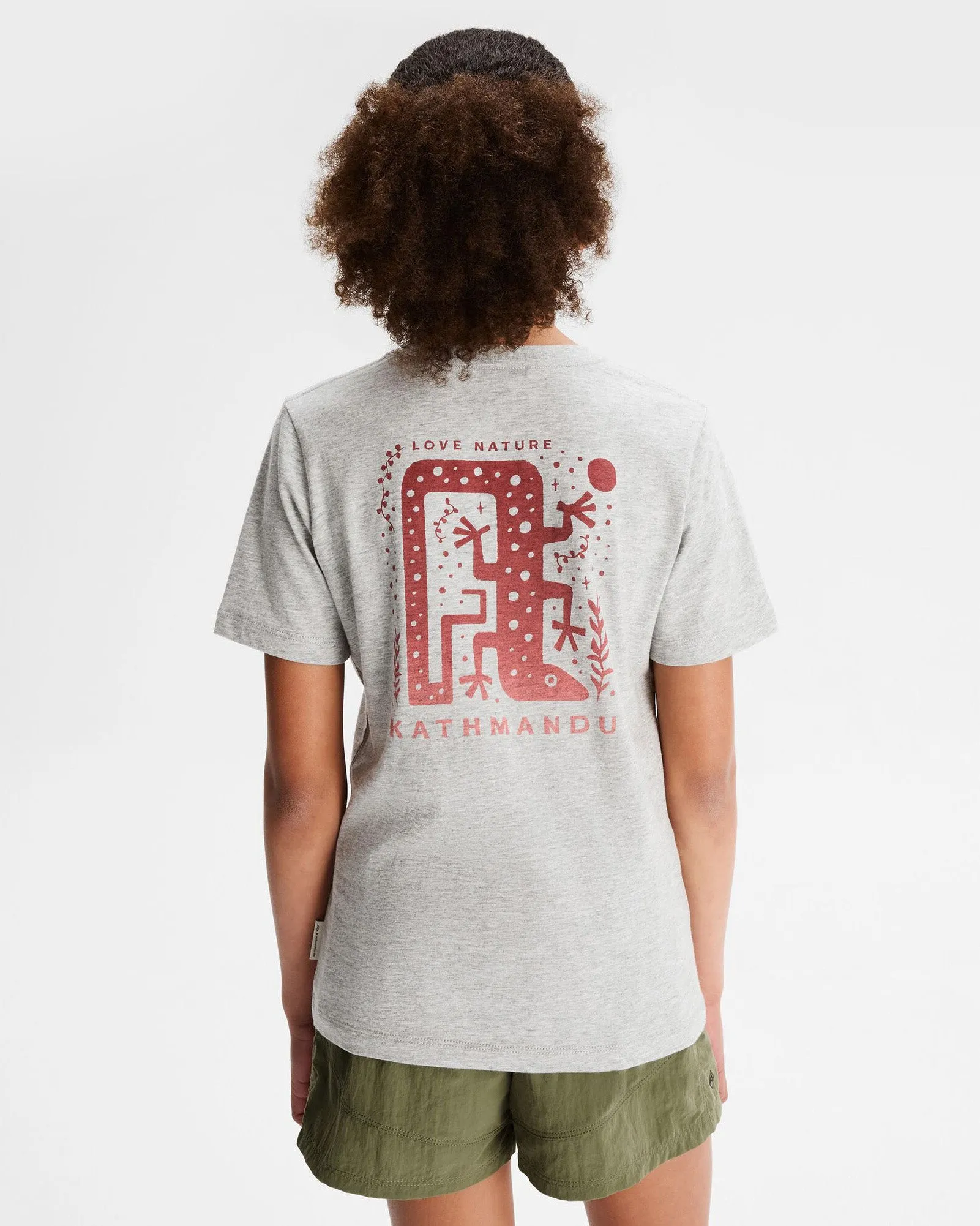 Girls' Geo Skink Organic Cotton T-shirt - Light Grey Marle