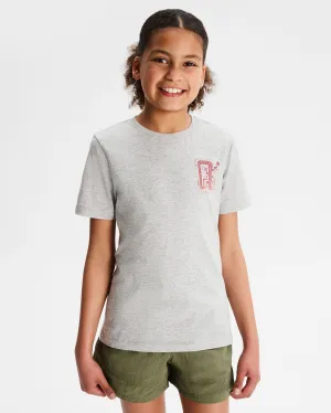 Girls' Geo Skink Organic Cotton T-shirt - Light Grey Marle