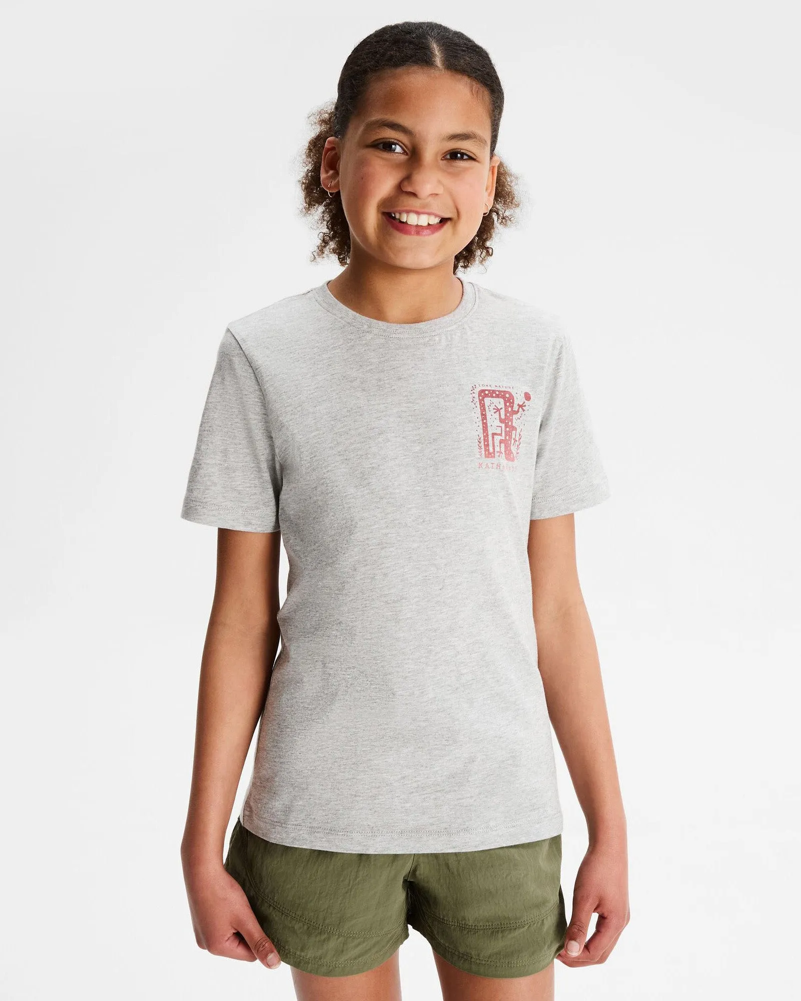 Girls' Geo Skink Organic Cotton T-shirt - Light Grey Marle