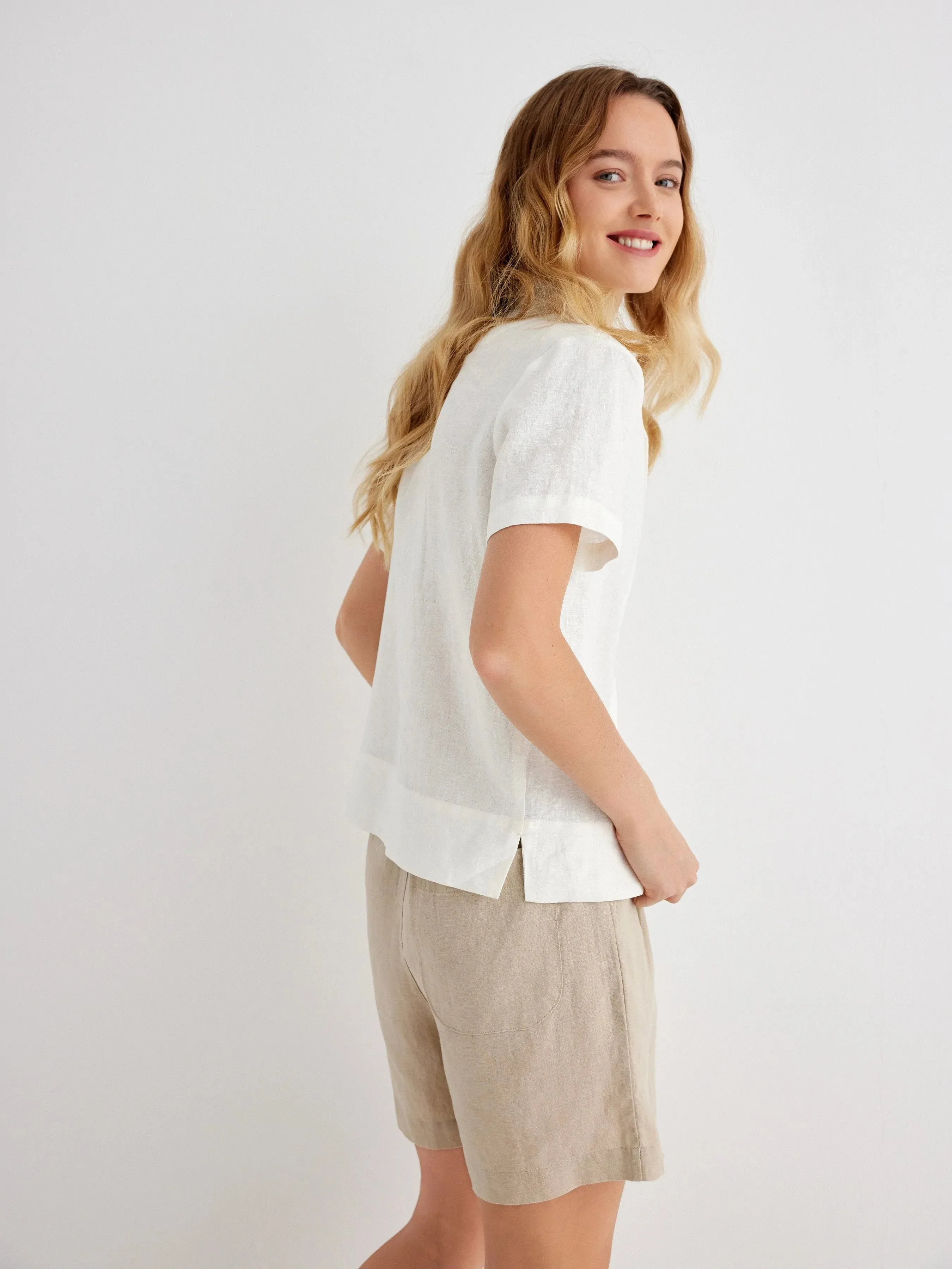 Hollis 100% Linen Button-Front Camp Shirt