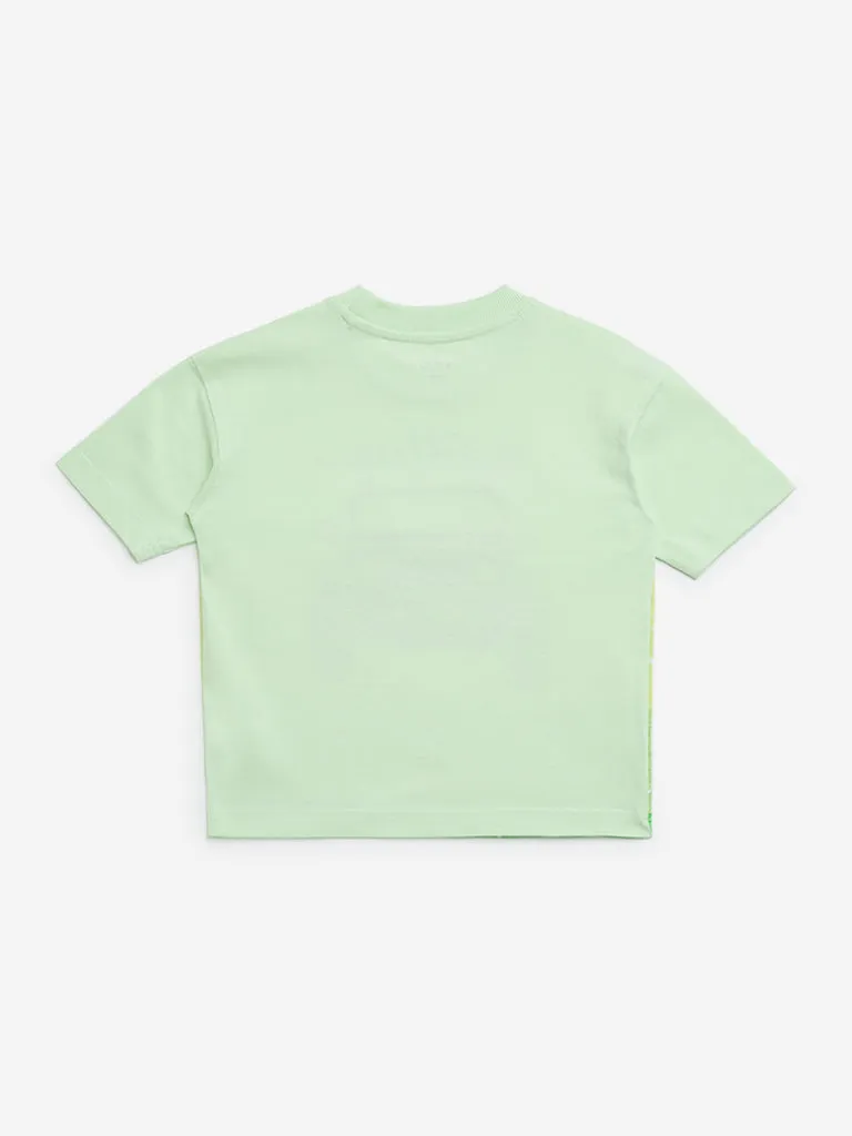 HOP Kids Green Jeep Printed Cotton T-Shirt