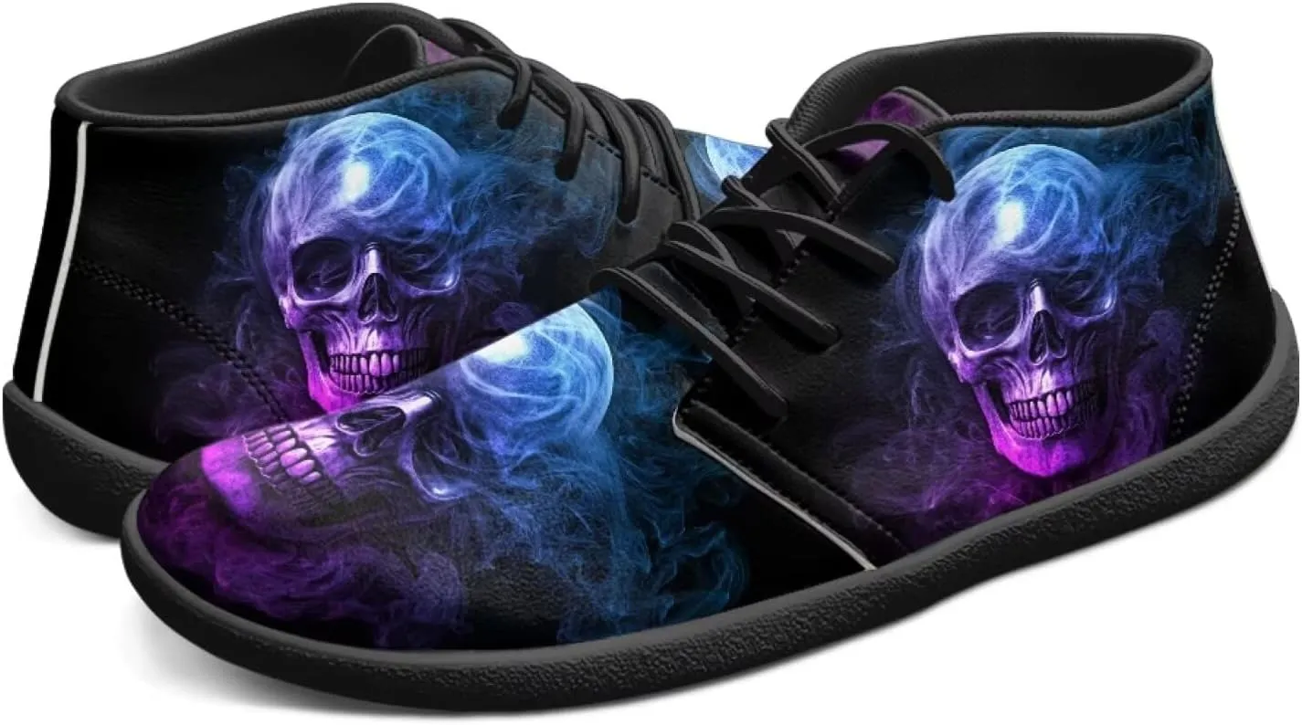 Jeiento Men's Gothic Skull Walking Shoes Wide Toe Barefoot Shoes Zero Drop Casual Sneakers
