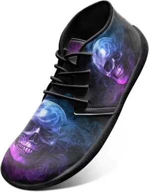 Jeiento Men's Gothic Skull Walking Shoes Wide Toe Barefoot Shoes Zero Drop Casual Sneakers