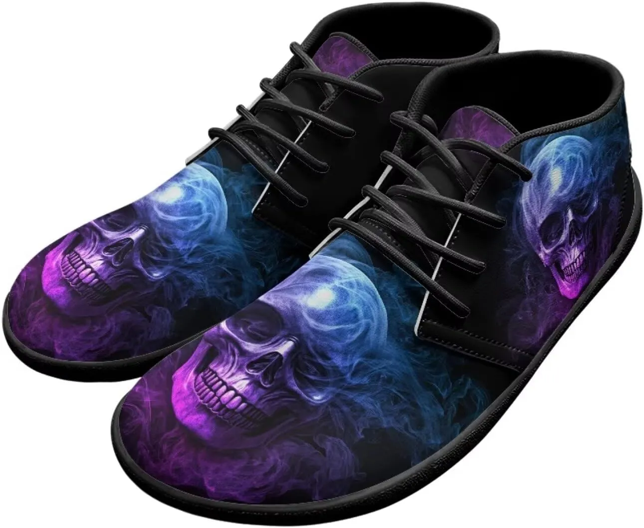 Jeiento Men's Gothic Skull Walking Shoes Wide Toe Barefoot Shoes Zero Drop Casual Sneakers