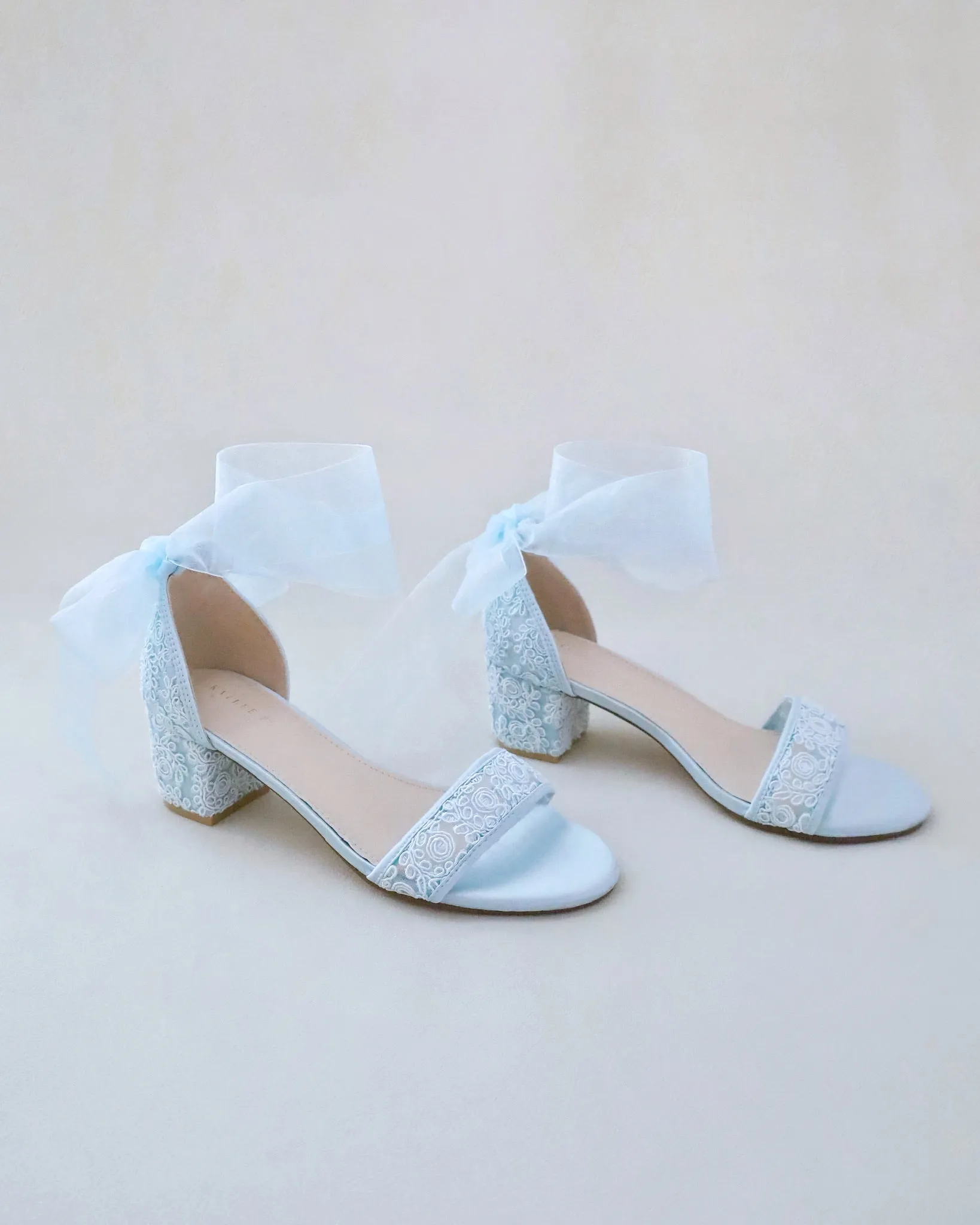 JOSKAA 2024 New Fashion High Heel Crochet Lace Block Heel Wedding Sandals with Wrapped Ankle Tie