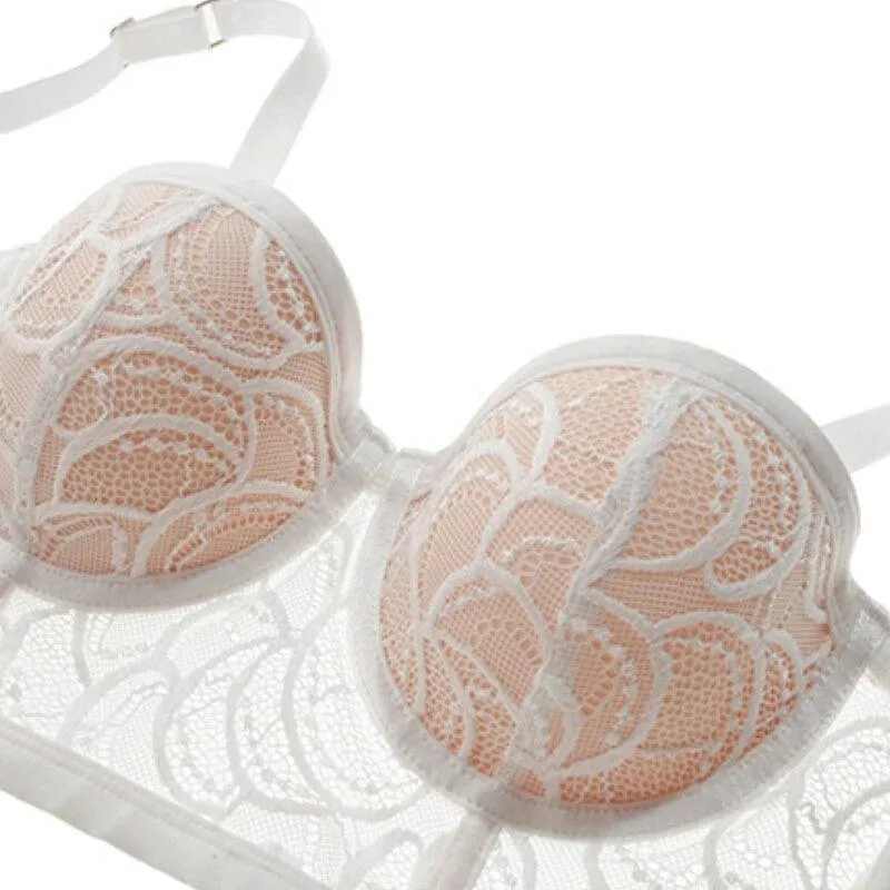 Lace Slip-Resistant Bra Set  Half Cup and Push-Up Support