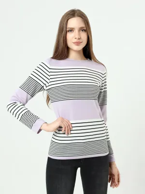 Lilac Striped Loose Fit Long Sleeve Top
