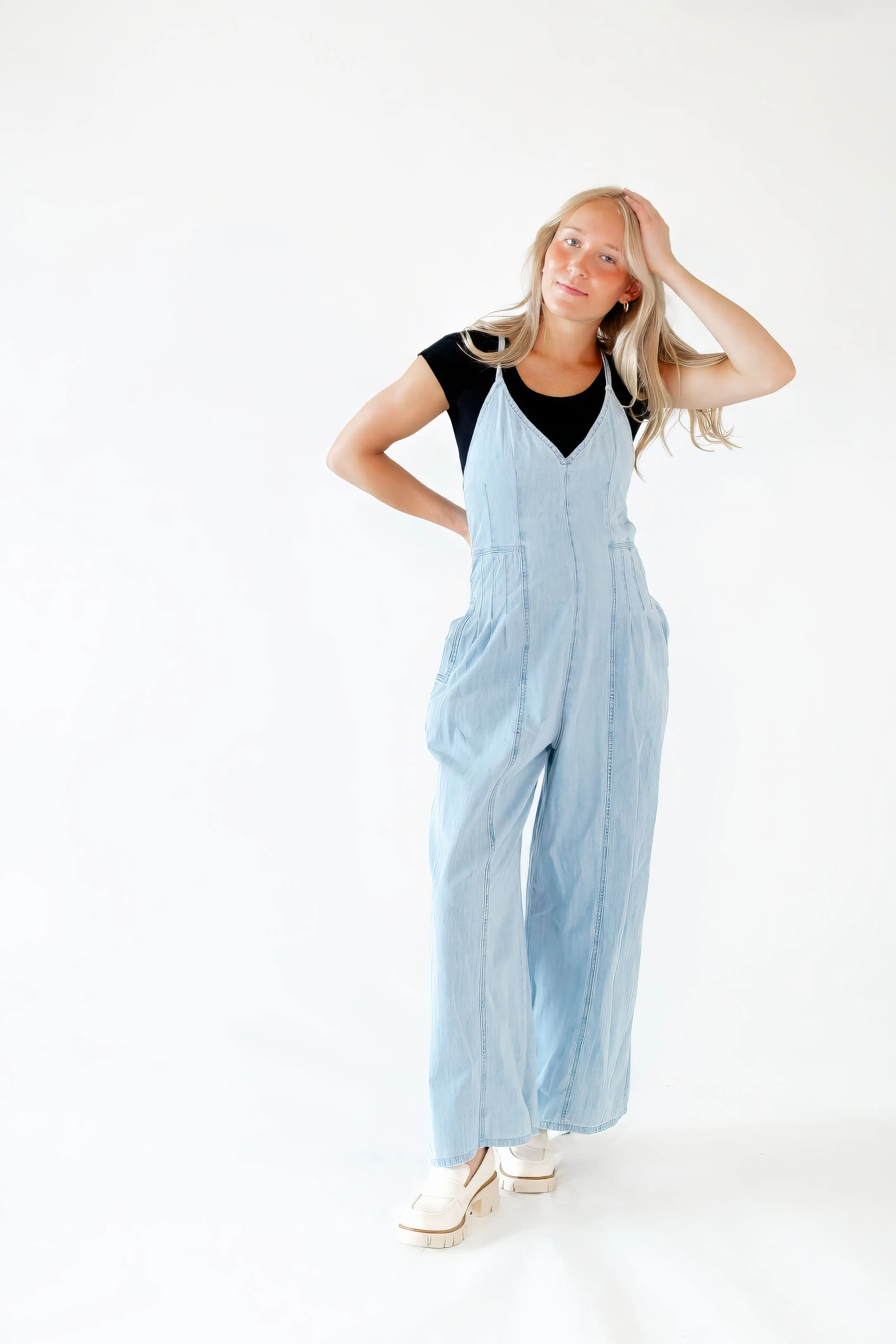 Madison Lace Up Back Jumpsuit