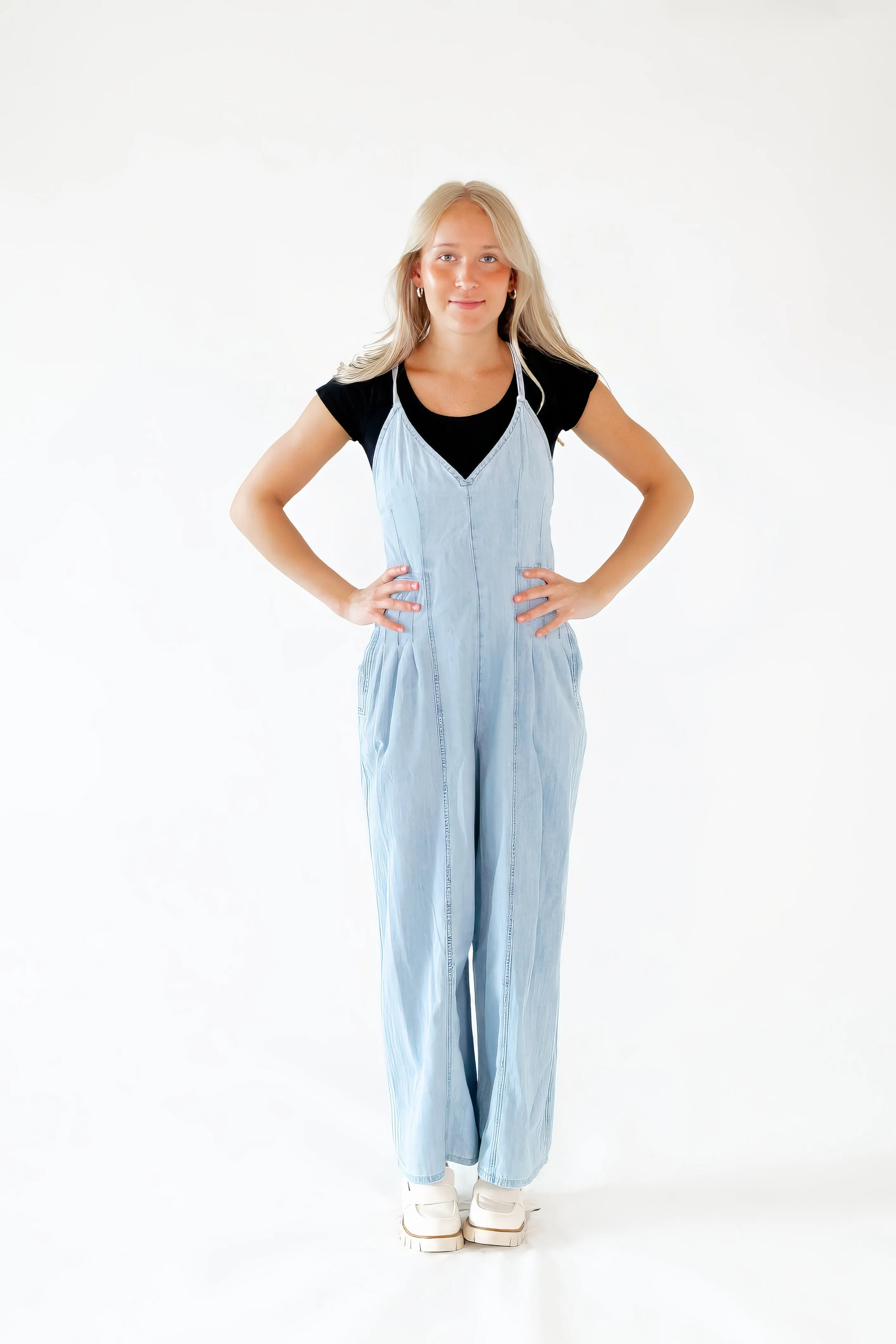 Madison Lace Up Back Jumpsuit