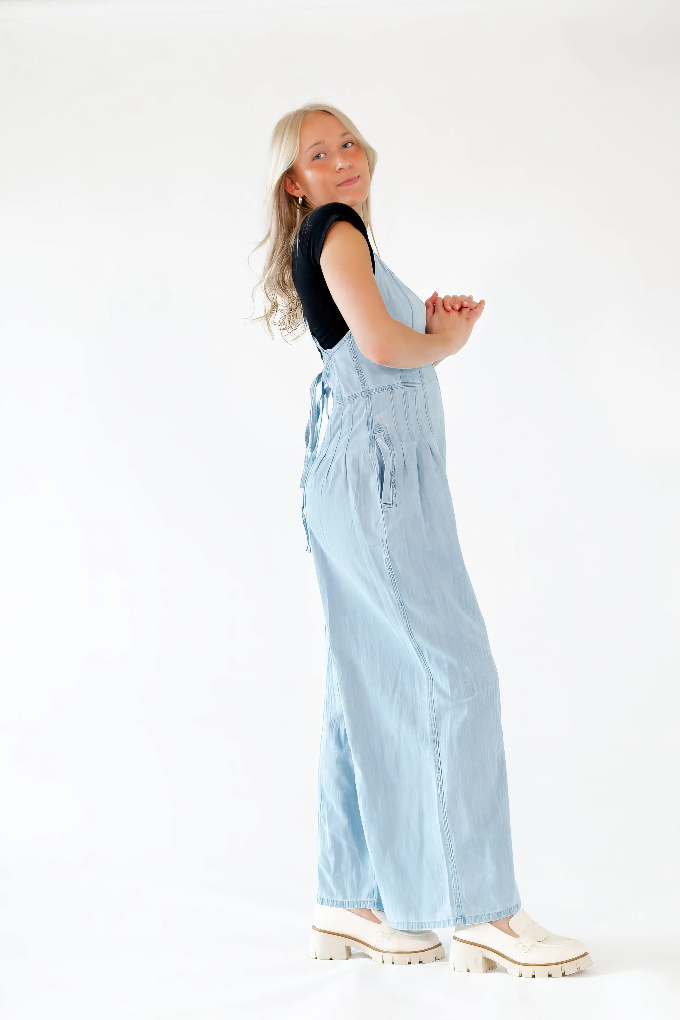 Madison Lace Up Back Jumpsuit